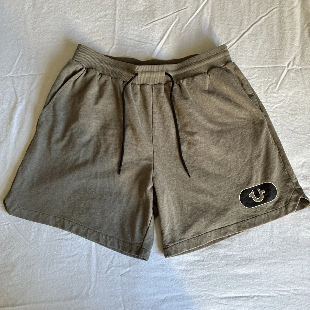 Mens True Religion Sweat Shorts Drawstring & Pockets Men's XL Brown French Terry